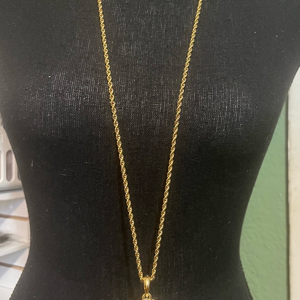 Elegant  Vintage Gold Necklace with Faux Pearl Ball Pendant